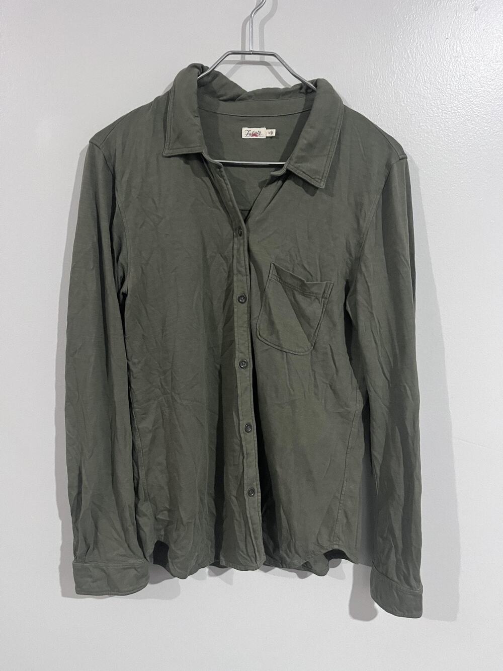 Faherty Shirt Mens M Green Long Sleeve Cotton Button-Up Collared Pocket
